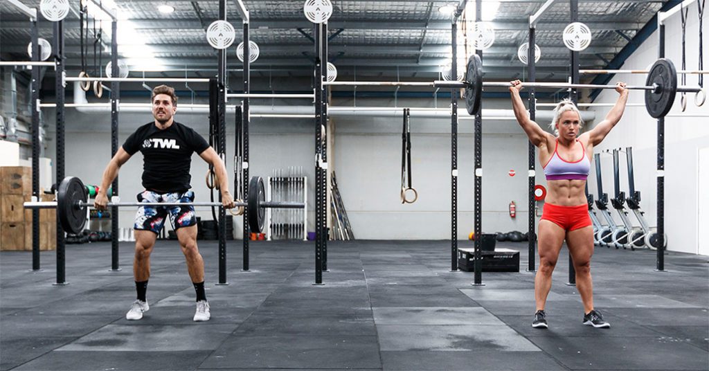 two athletes snatching