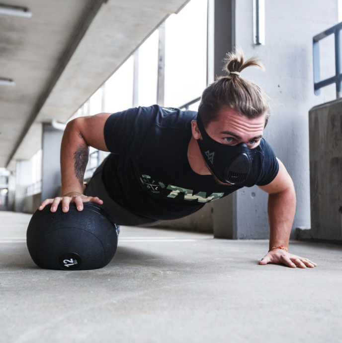 athlete wearing training mask